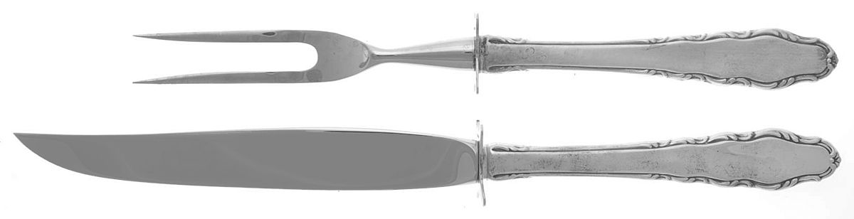 English Provincial (Sterling, 1965) 2 Piece Small Carving Set W/ Sterling Guard by Reed & Barton-1