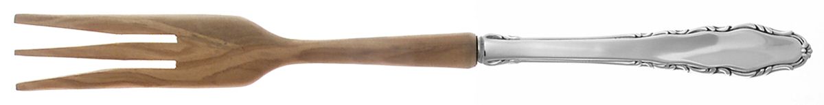 English Provincial (Sterling, 1965) Salad Serving Fork with Wooden Prongs by Reed & Barton-1