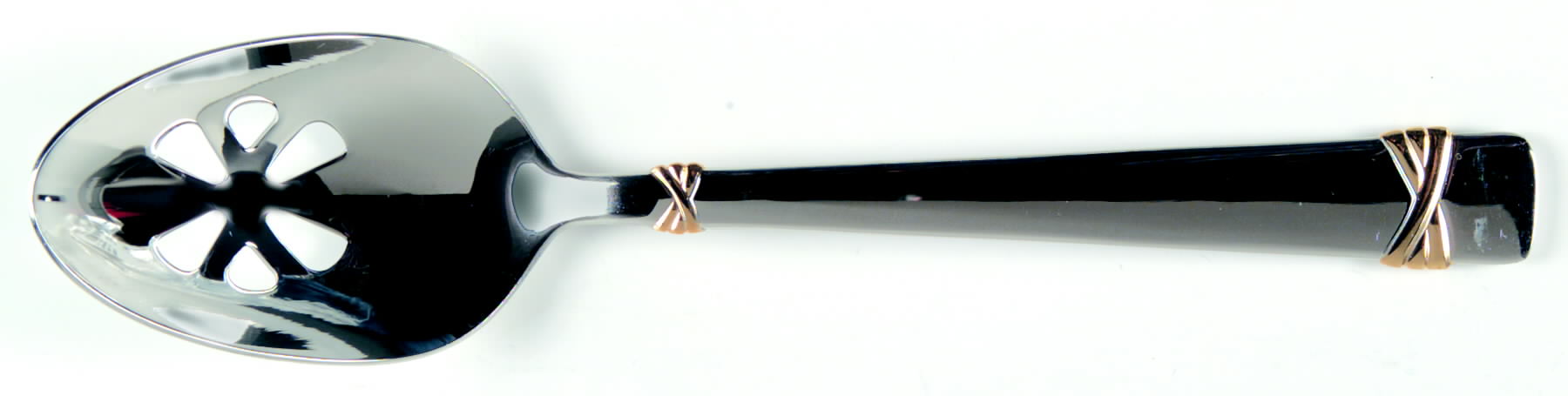 Fanfare Gold (Stainless) Pierced Tablespoon (Serving Spoon) by Reed & Barton-1