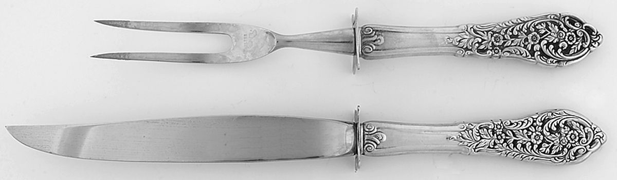 Florentine Lace (Sterling, 1951) Small Steak 2-Piece Carving Set w/Stainless Blade by Reed & Barton-1