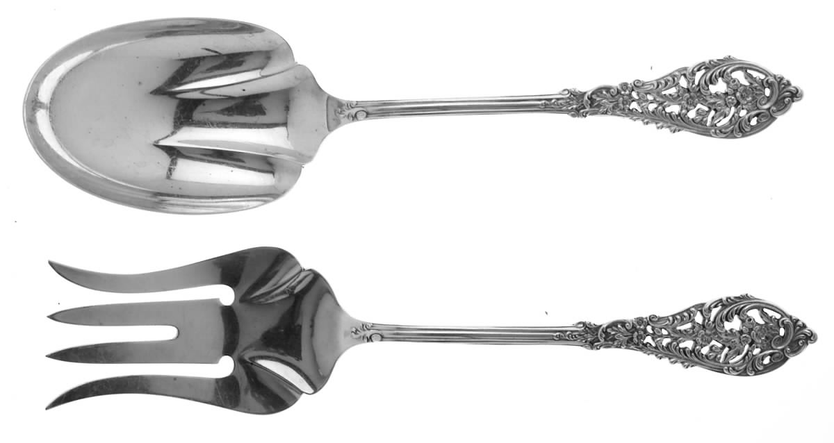Florentine Lace (Sterling, 1951) (2 Pc) Solid Salad Set by Reed & Barton-1