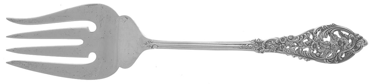 Florentine Lace (Sterling, 1951) Large Solid Cold Meat Serving Fork by Reed & Barton-1