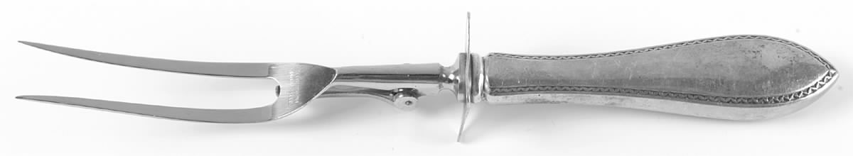 Four Georges-Engraved (Sterling, 1920) Large Stainless-Prong Roast Carving Fork by Reed & Barton-1
