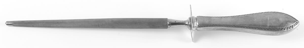 Four Georges-Engraved (Sterling, 1920) Large Roast Steel Rod Knife Sharpener by Reed & Barton-1