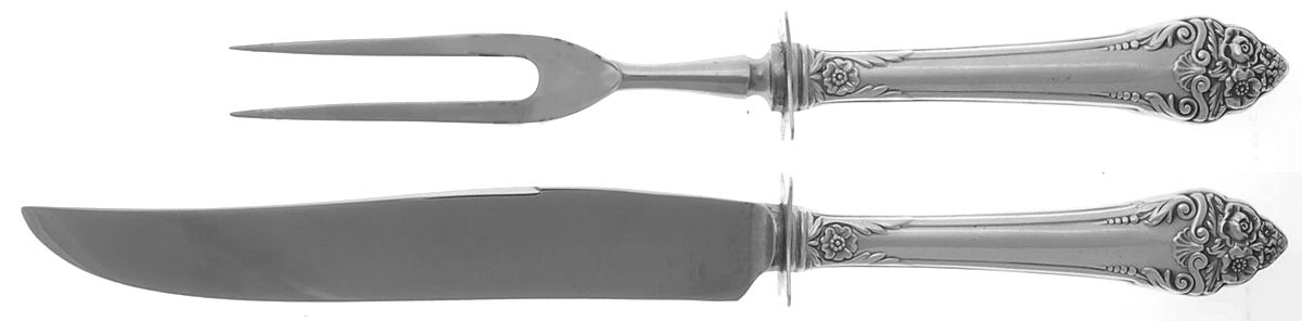 Fragrance (Sterling, 1941, No Monograms) Small Steak 2-Piece Carving Set w/Stainless Blade by Reed & Barton-1