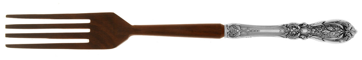Francis I (Sterling, Eagle-R-Lion, 1907) Salad Serving Fork with Wooden Prongs HC by Reed & Barton-1
