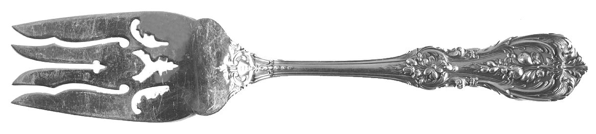 Francis I (Sterling, Eagle-R-Lion, 1907) Cold Meat Serving Fork Small Solid Pierce by Reed & Barton-1