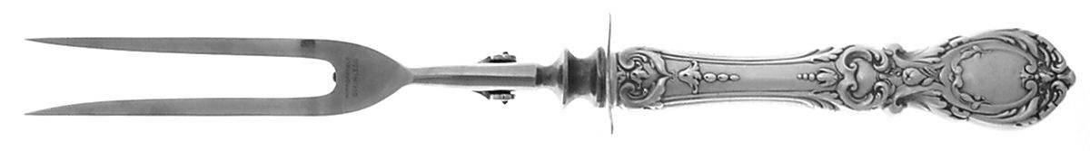 Francis I (Sterling, Eagle-R-Lion, 1907) Lg Carving/Roast Fork-Stn Prong w/Sterling Guard by Reed & Barton-1