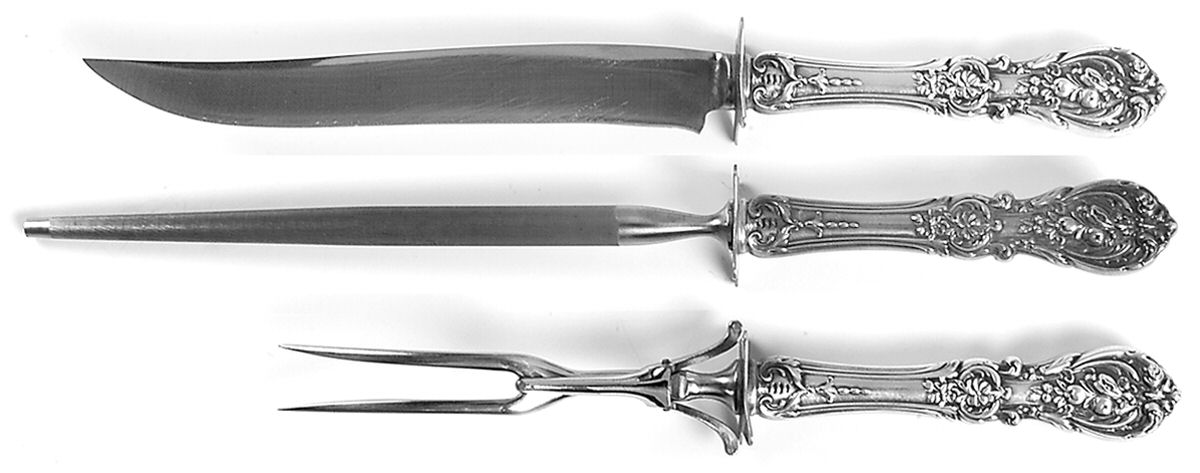 Francis I (Sterling, Eagle-R-Lion, 1907) Large 3-Piece Roast Carving Set w/ Stainless Blade by Reed & Barton-1