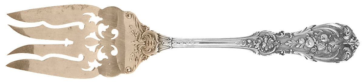 Francis I (Sterling, Eagle-R-Lion, 1907) Cold Meat Serving Fork Large Pierce by Reed & Barton-1