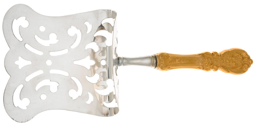 Francis I-Gold Vermeil (Sterling) Asparagus Server with Sterling Hood HC by Reed & Barton-1