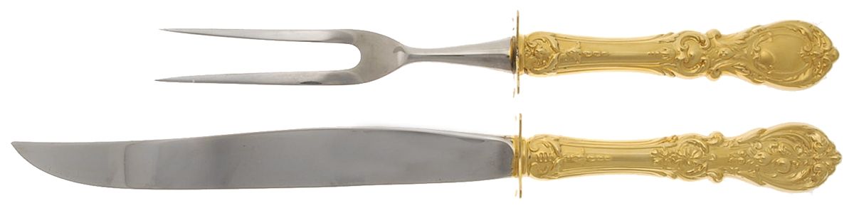 Francis I-Gold Vermeil (Sterling) Large 2-Piece Roast Carving Set w/ Stainless Blade by Reed & Barton-1