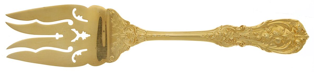 Francis I-Gold Vermeil (Sterling) Cold Meat Serving Fork Large Pierce by Reed & Barton-1