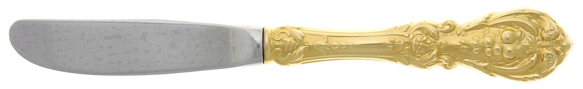 Francis I-Gold Vermeil (Sterling) Modern Hollow Butter Spreader (Stainless) by Reed & Barton-1