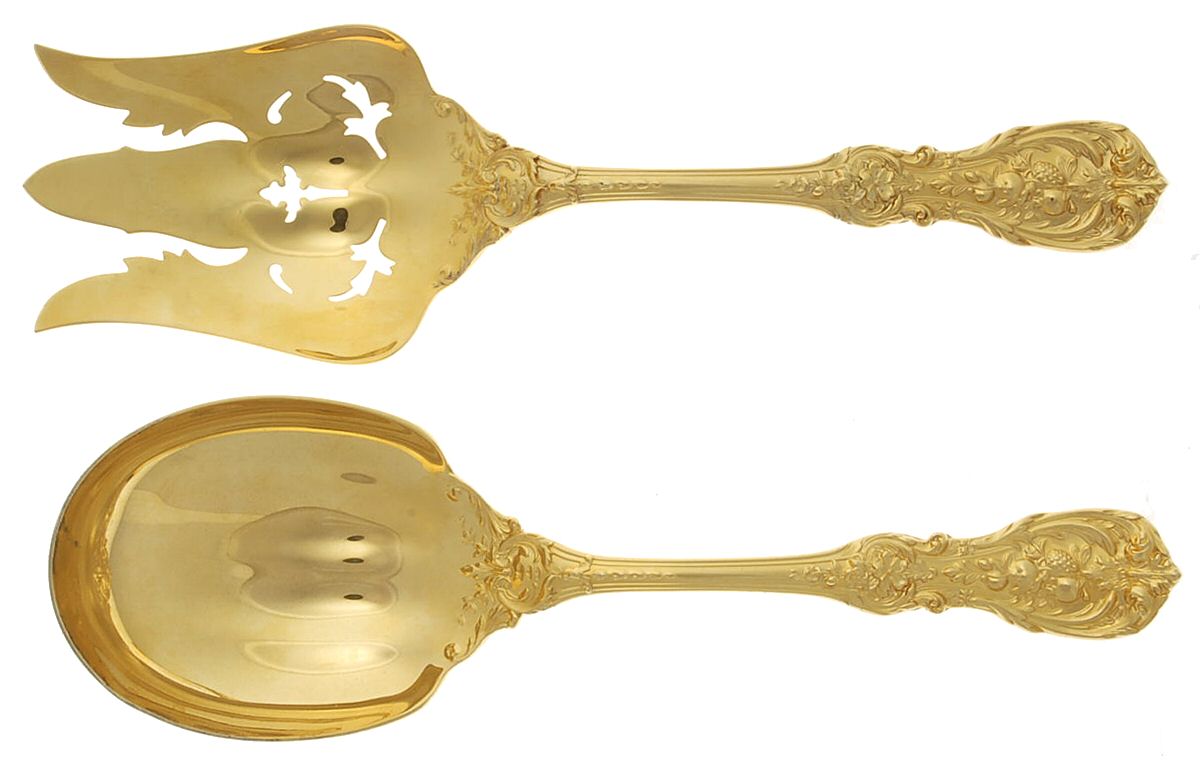 Francis I-Gold Vermeil (Sterling) (2 Pc) Solid Salad Set by Reed & Barton-1
