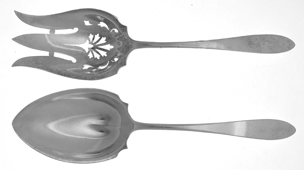 French Antique (Sterling, 1901) (2 Pc) Solid Salad Set by Reed & Barton-1