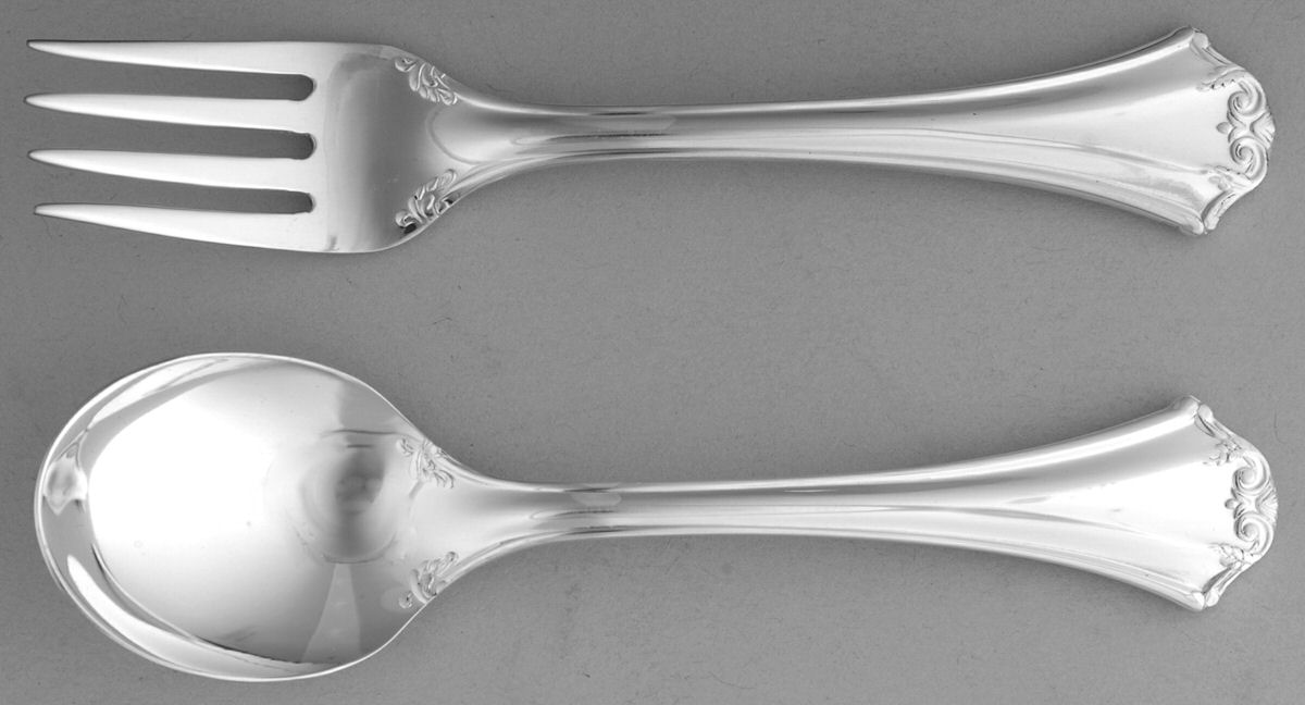 French Chippendale (Silverplate-1981) 2 Pc Baby Set (BF, BS) by Reed & Barton-1