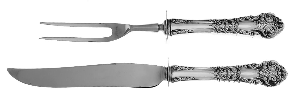 French Renaissance (Sterling, 1941, No Monos) Small Steak 2-Piece Carving Set w/Stainless Blade by Reed & Barton-1