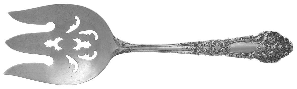 French Renaissance (Sterling, 1941, No Monos) Large Solid Fish Serving Fork by Reed & Barton-1