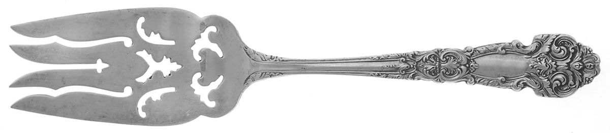 French Renaissance (Sterling, 1941, No Monos) Small Solid Cold Meat Serving Fork by Reed & Barton-1