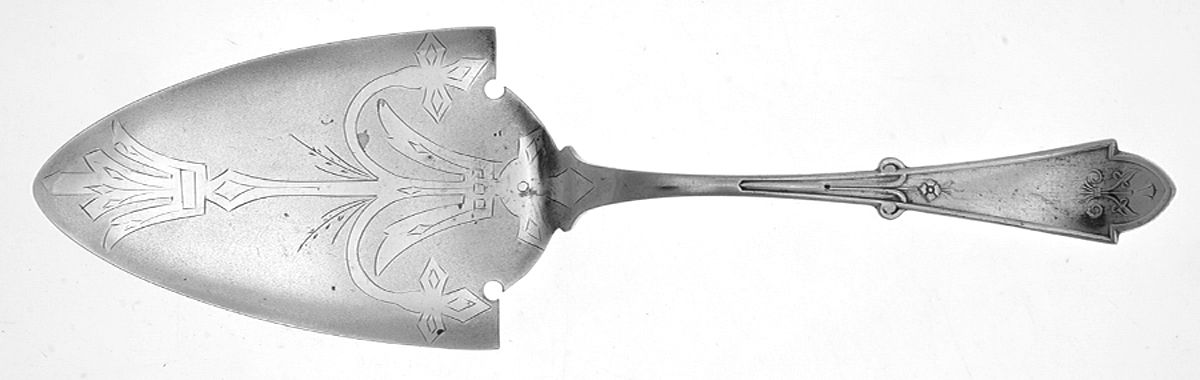 Gem (Silverplate, 1871) Large Solid Bright Cut Pie Knife by Reed & Barton-1