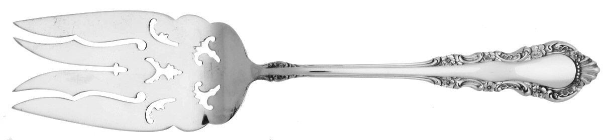 Georgian Rose (Sterling, 1941, No Monograms) Large Solid Cold Meat Serving Fork by Reed & Barton-1