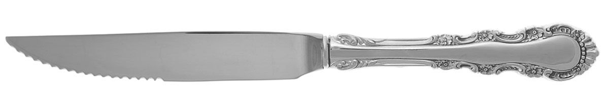Georgian Rose (Sterling, 1941, No Monograms) Steak Knife Individual Hollow, Serrate HC by Reed & Barton-1