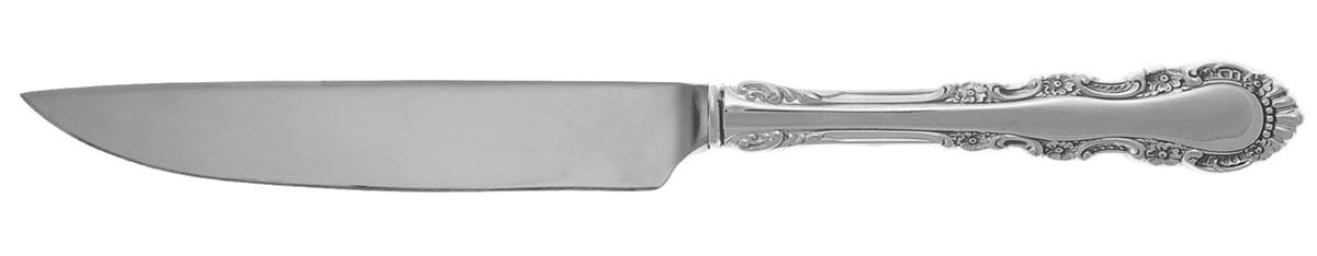 Georgian Rose (Sterling, 1941, No Monograms) Steak Knife Individual Hollow, No Serrate HC by Reed & Barton-1