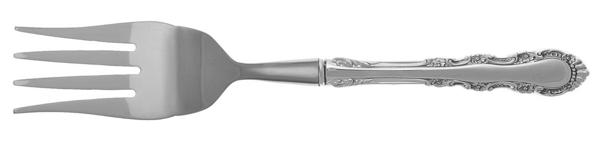 Georgian Rose (Sterling, 1941, No Monograms) Cold Meat Fork Large, Stainless Tines HC by Reed & Barton-1