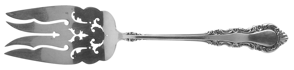 Georgian Rose (Sterling, 1941, No Monograms) Large Solid Cold Meat Serving Fork by Reed & Barton-1