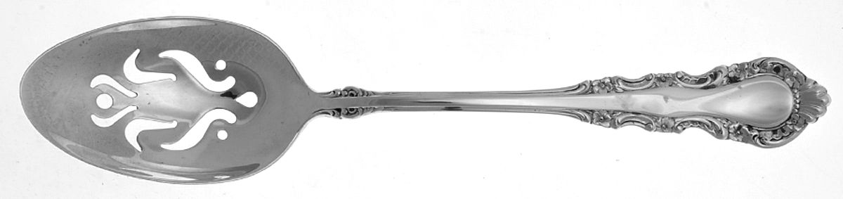 Georgian Rose (Sterling, 1941, No Monograms) Pierced Tablespoon (Serving Spoon) CM by Reed & Barton-1