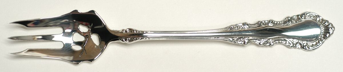Georgian Rose (Sterling, 1941, No Monograms) Pickle Fork Pierced with Short Handle HC by Reed & Barton-1