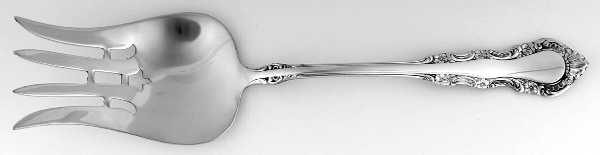 Georgian Rose (Sterling, 1941, No Monograms) Solid Salad Serving Fork by Reed & Barton-1