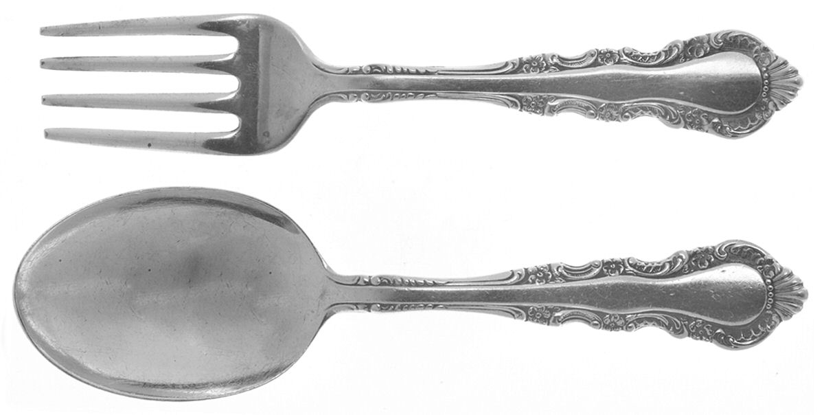 Georgian Rose (Sterling, 1941, No Monograms) 2 Pc Baby Set (BF, BS) by Reed & Barton-1