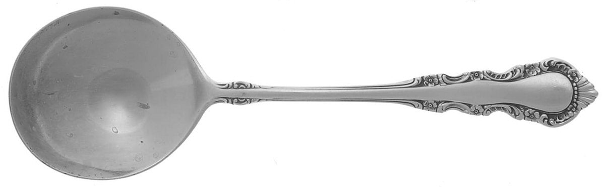 Georgian Rose (Sterling, 1941, No Monograms) Round Bowl Soup Spoon (Cream Soup) by Reed & Barton-1
