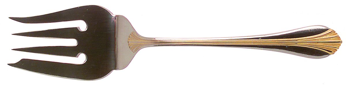 Golden Ariel (Stainless, Gold Accent) Medium Solid Cold Meat Serving Fork by Reed & Barton-1