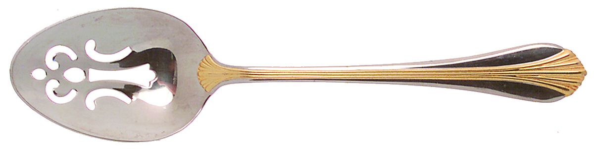 Golden Ariel (Stainless, Gold Accent) Pierced Tablespoon (Serving Spoon) by Reed & Barton-1