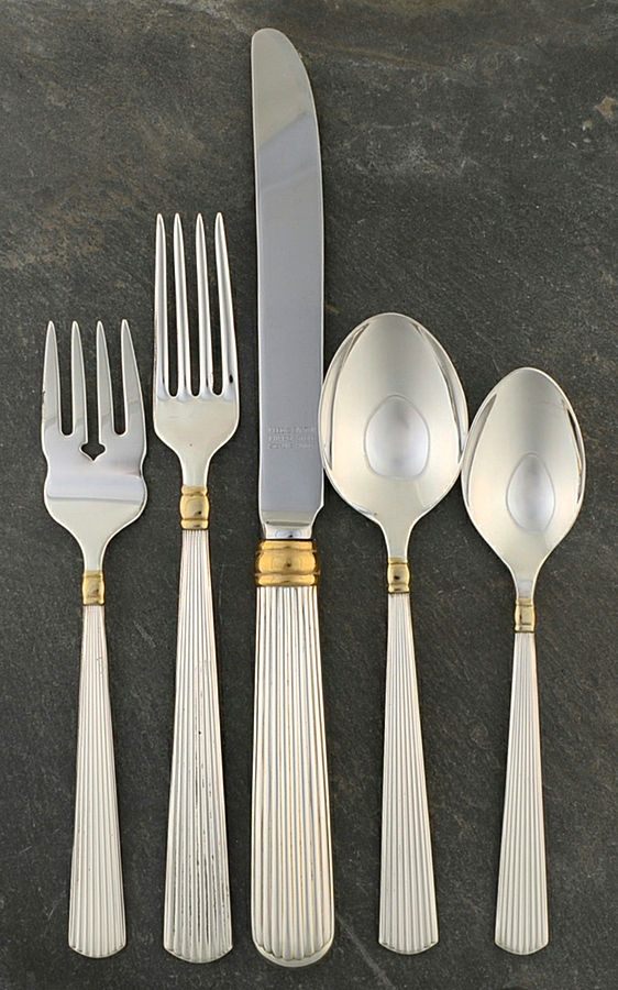 Golden Ashmont (Sterling, 1991, Gold Accent) 4 Piece Dinner Size Setting by Reed & Barton-1
