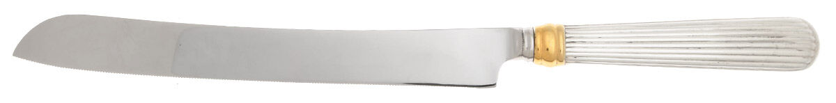 Golden Ashmont (Sterling, 1991, Gold Accent) Wedding Cake Knife with Stainless Blade HC by Reed & Barton-1