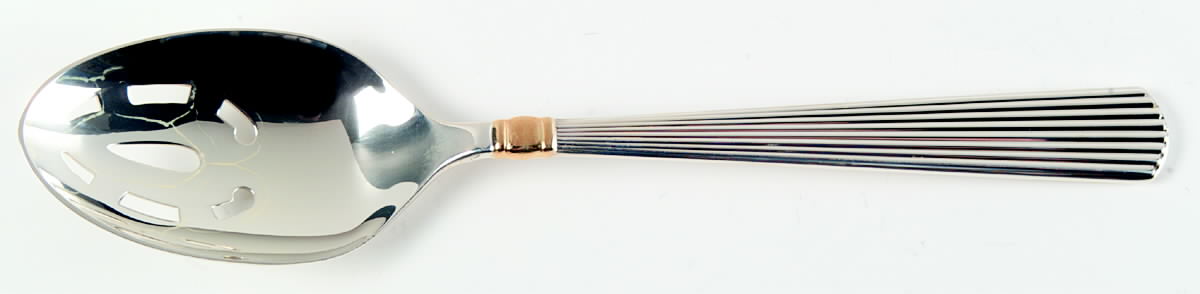 Golden Ashmont (Sterling, 1991, Gold Accent) Pierced Tablespoon (Serving Spoon) by Reed & Barton-1