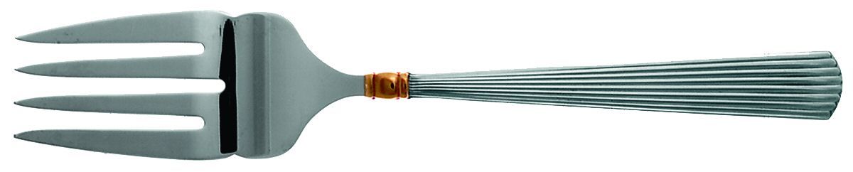 Golden Ashmont (Sterling, 1991, Gold Accent) Large Solid Cold Meat Serving Fork by Reed & Barton-1