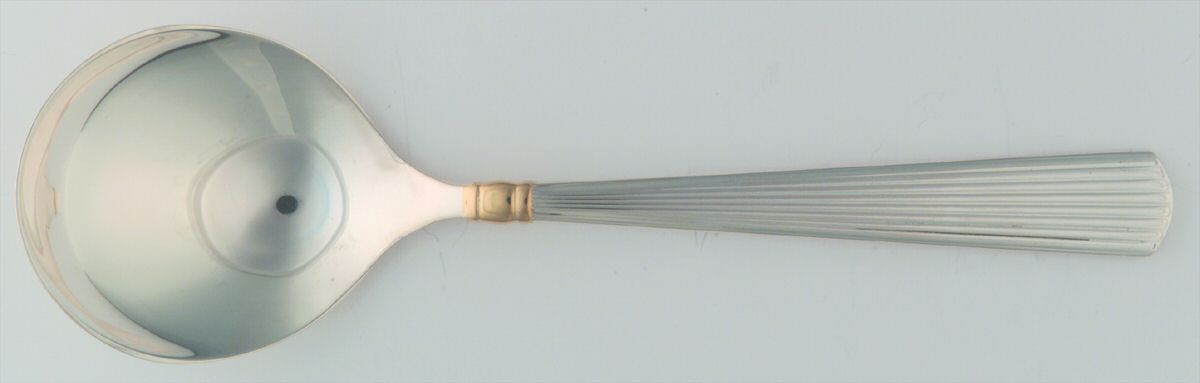 Golden Ashmont (Sterling, 1991, Gold Accent) Round Bowl Soup Spoon (Cream Soup) by Reed & Barton-1