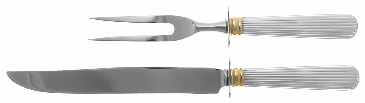 Golden Ashmont (Sterling, 1991, Gold Accent) Small Stainless Blade 2-Piece Steak Carving Set by Reed & Barton-1