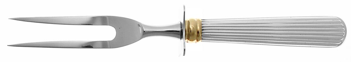 Golden Ashmont (Sterling, 1991, Gold Accent) Small Steak Carving Fork with Stainless Prongs by Reed & Barton-1