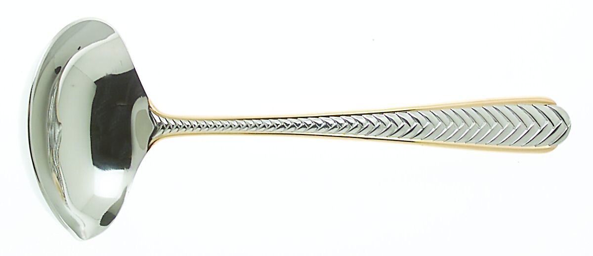 Golden Braid (Stainless, Gold Accent) Solid Gravy Ladle by Reed & Barton-1