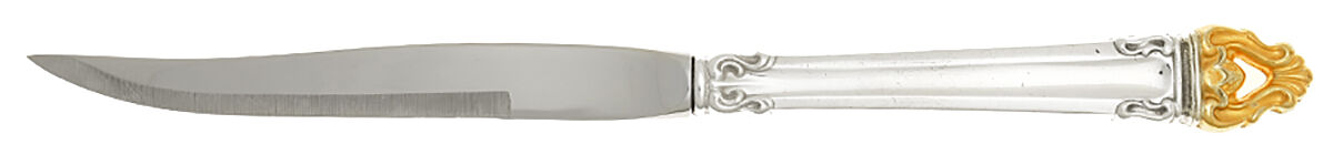 Golden Crown (Silverplate, Gold Accent, 1969) Individual Steak Knife w/Bevel Blade by Reed & Barton-1