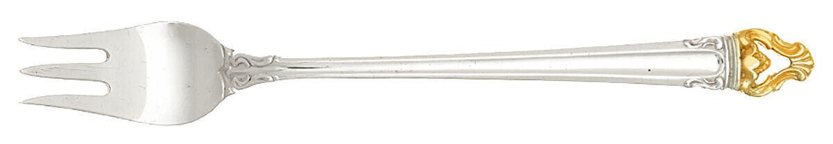 Golden Crown (Silverplate, Gold Accent, 1969) Cocktail/Seafood Fork by Reed & Barton-1