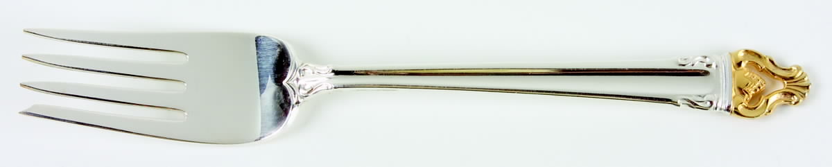 Golden Crown (Silverplate, Gold Accent, 1969) Individual Salad Fork by Reed & Barton-1