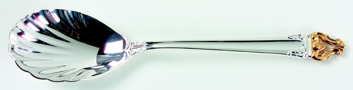 Golden Crown (Silverplate, Gold Accent, 1969) Sugar Shell Spoon by Reed & Barton-1