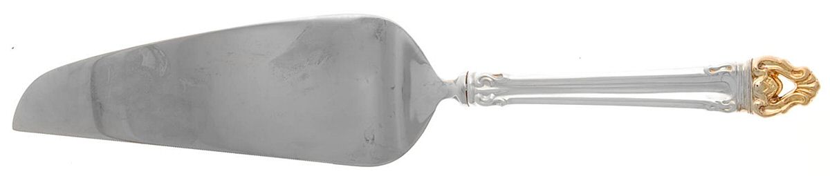 Golden Crown (Silverplate, Gold Accent, 1969) Pie & Cake Server with Stainless Blade by Reed & Barton-1